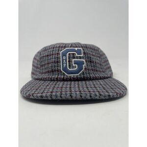 Gap Houndstooth Baseball Hat Embroidered Logo 6 Panel Dad Cap Allover Blue Tweed